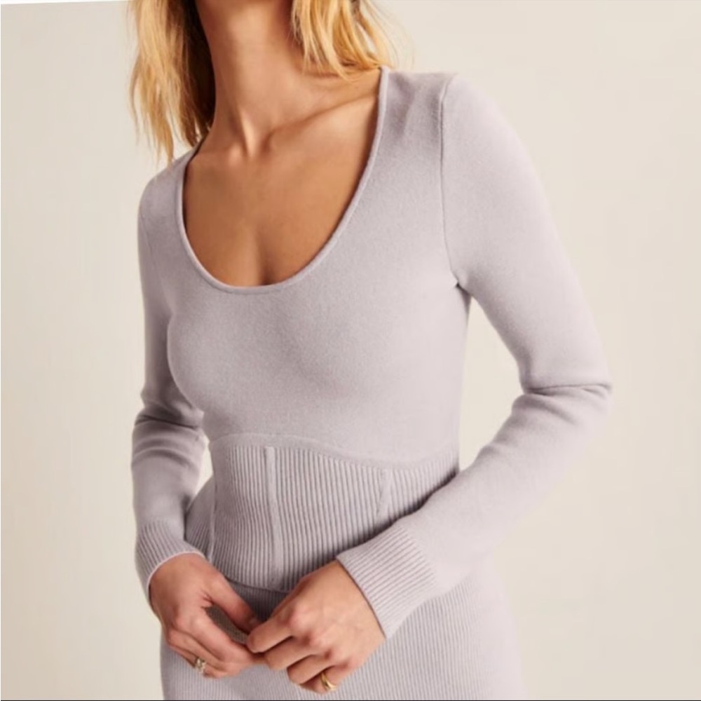 Abercrombie & Fitch Ribbed Slim Fit Corset Sweater